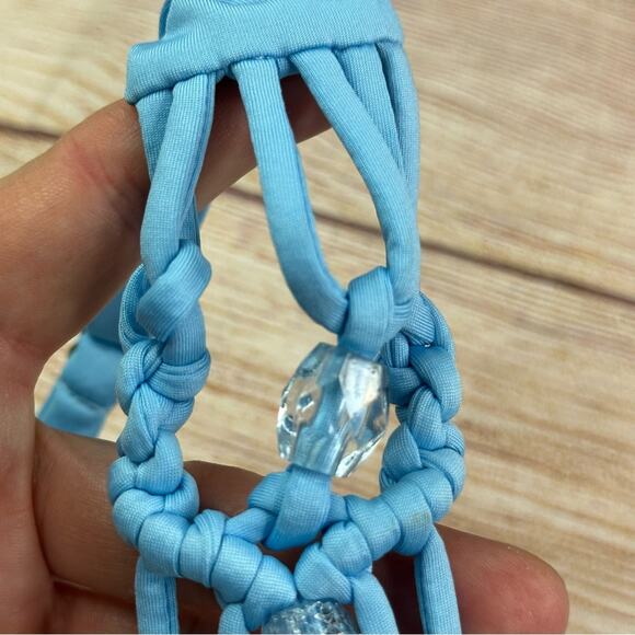 BECCA by Rebecca Virtue Single Strap Macrame Bikini TOP ONLY - BLUE - Picture 4 of 9